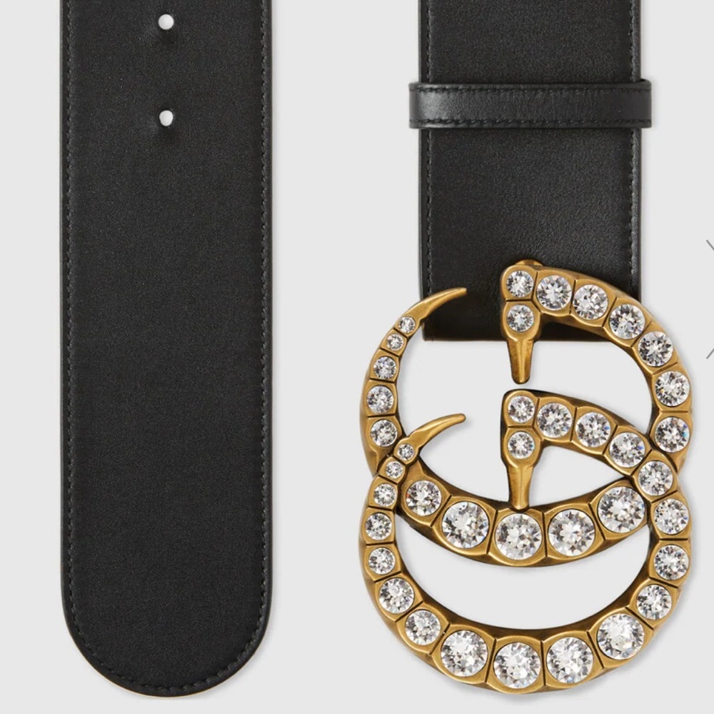 GUCCI Rhinestone Accents Leather Waist Belt - Picture 3 of 13